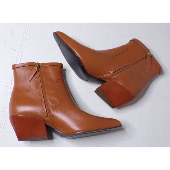 🆕FRANCO SARTO Amber Western Inspired Zip Bootie Ankle Boot 8 Brown - Picture 9 of 16